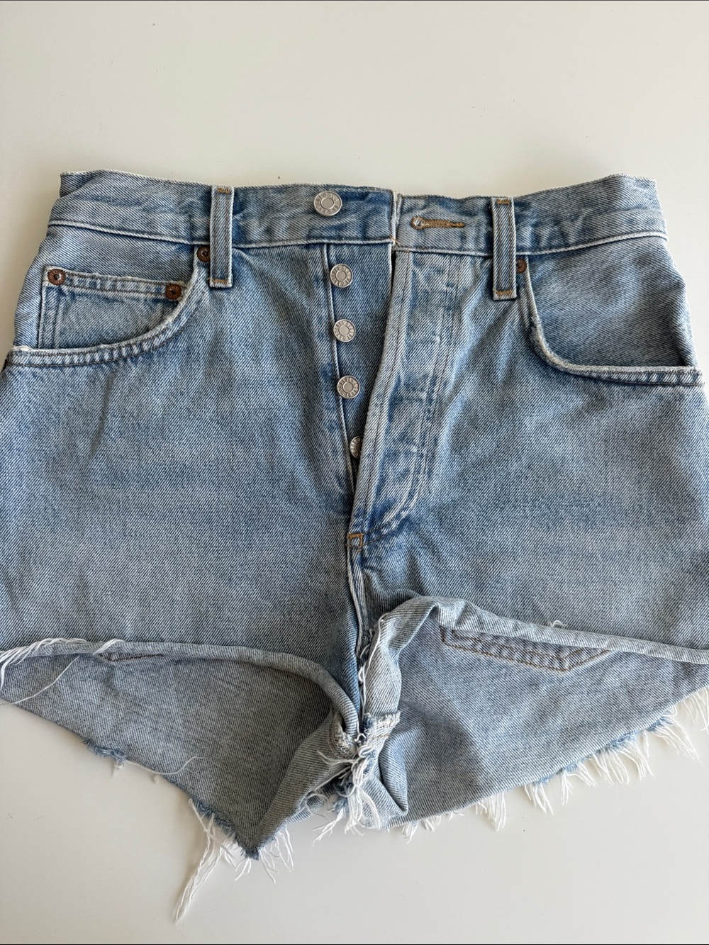 Agolde Light Blue Denim Jean Shorts
